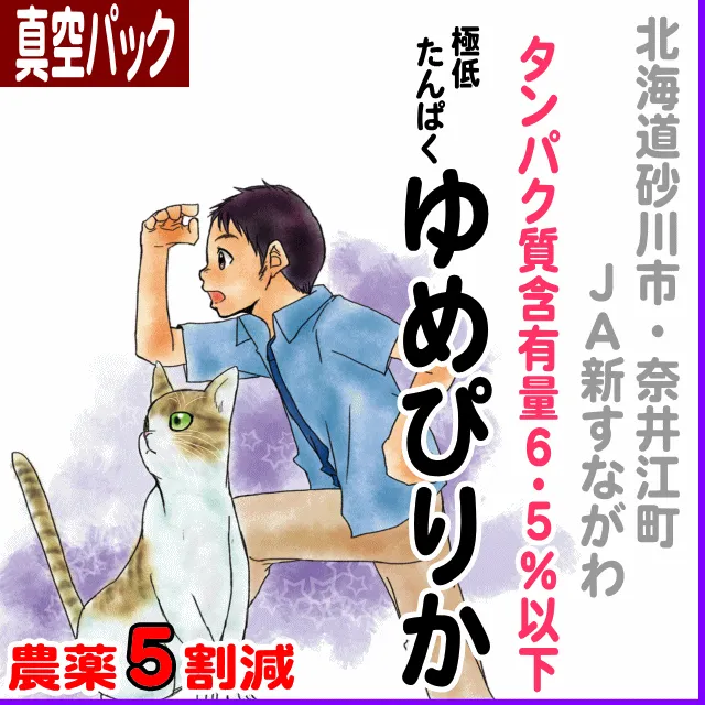 【真空パック】北海道(ＪＡ新すながわ・奈井江町)ゆめぴりか タンパク質含有量６.５％以下-農薬５割減