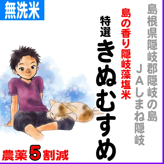 【無洗米2kg】島根県(ＪＡしまね隠岐)島の香り隠岐藻塩米特選きぬむすめ-農薬5割減